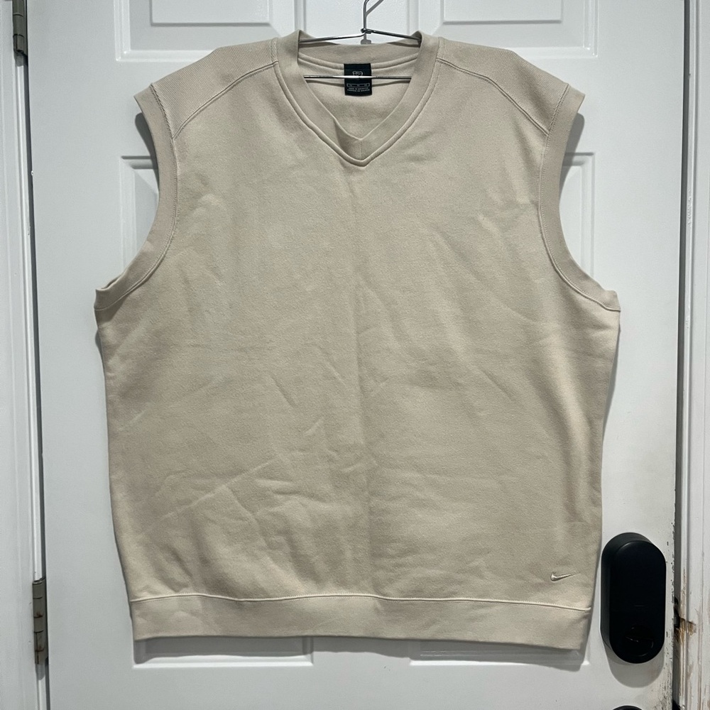 Nike Men's Beige Golf V-Neck Vest, XL